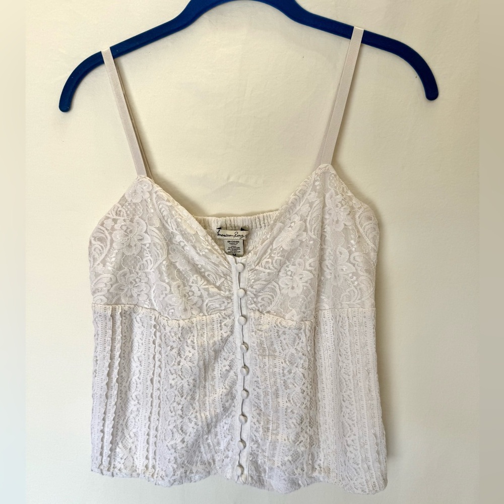 American Rag Cie Ivory Lace Button-Down Camisole Women’s Size Medium